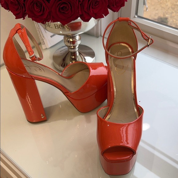 Sam Edelman Vibrant Orange Platform Sandals - Picture 2 of 4